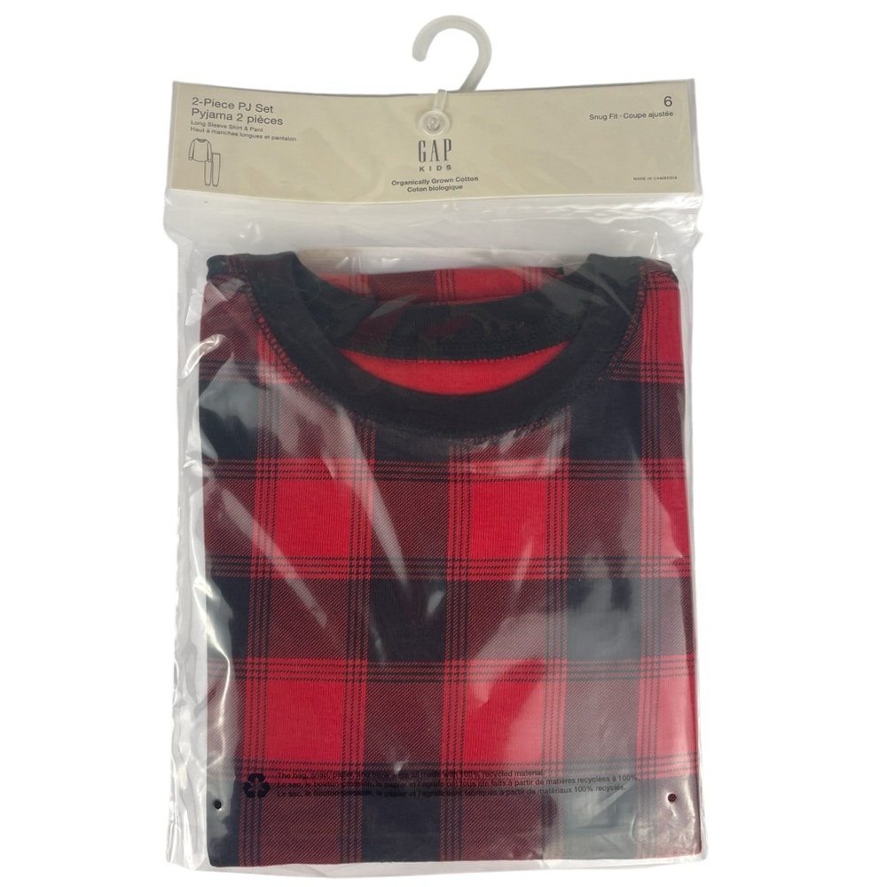GAP Kids Buffalo Red Black Plaid Christmas Holiday Pajamas 2 piece Size 6 NWT